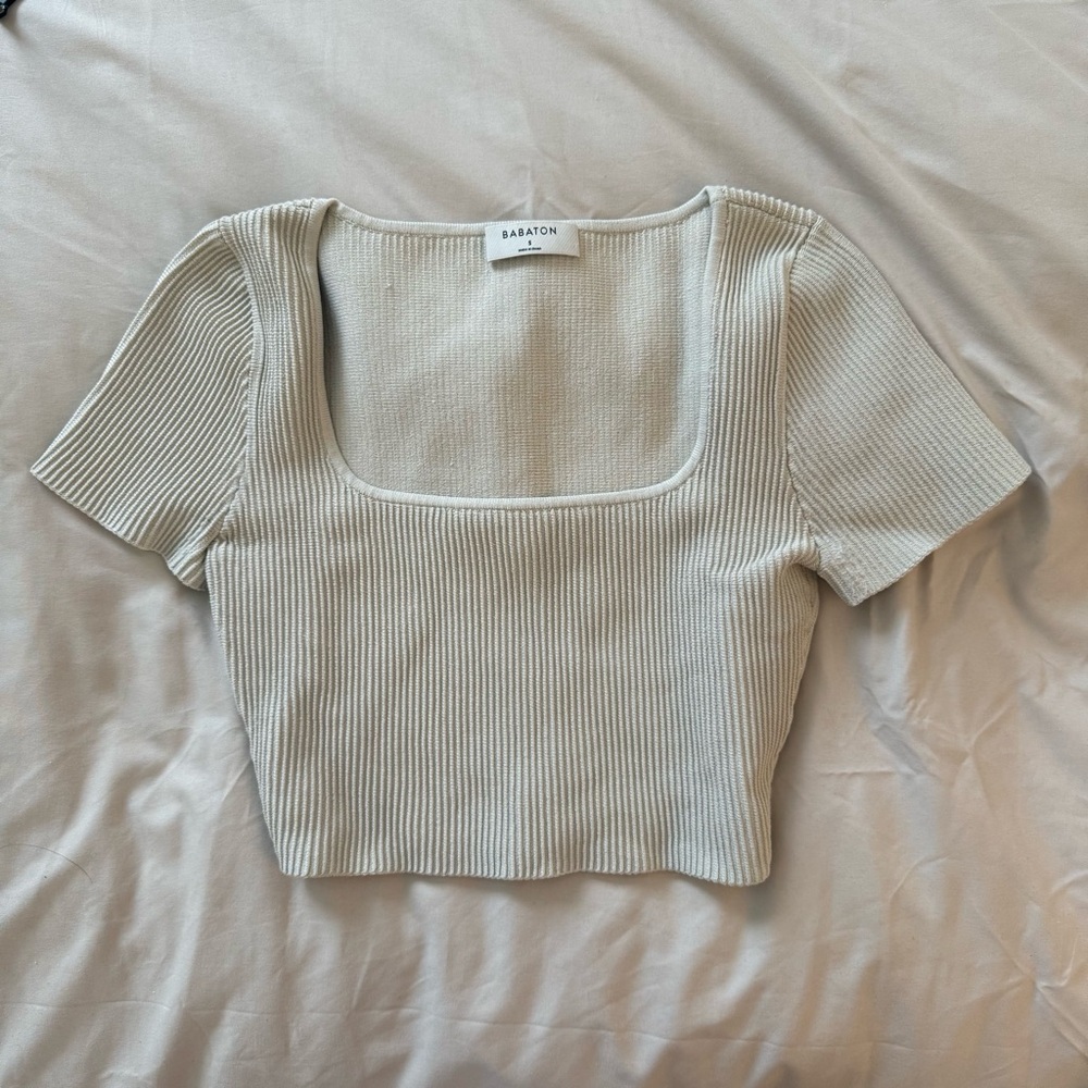 Aritzia Cream Square Neck Crop Top